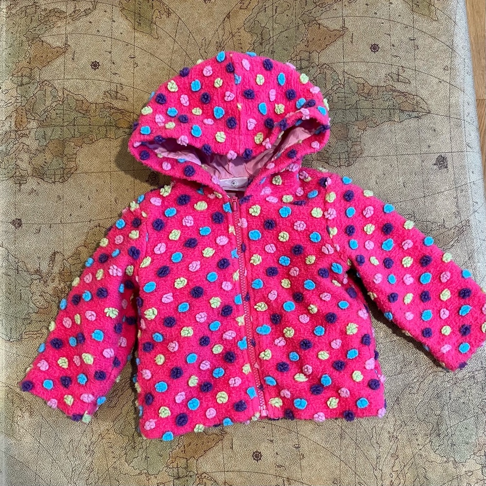 Hanna Andersson pink polka dot jacket size 80